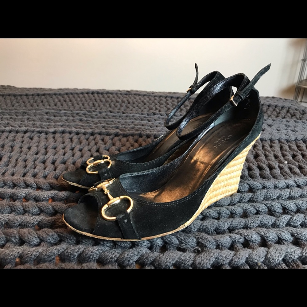 Gucci horsebit wedge sandals size 9